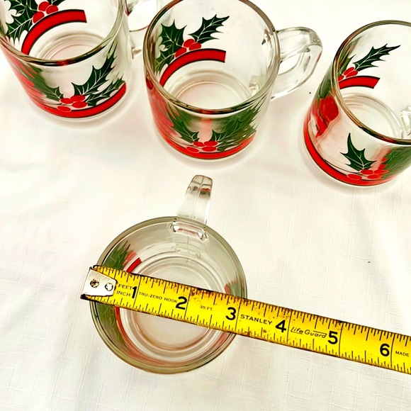 Holiday Festive Glass Cups / Vintage / Lot Of 4 - Picture 6 of 7